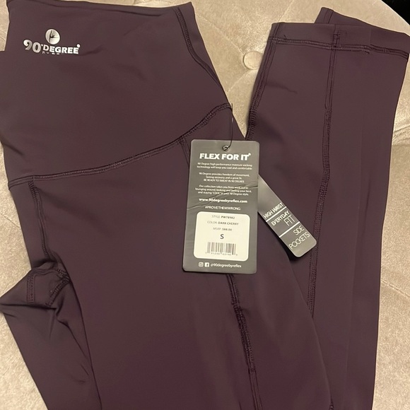 90 degree by Reflex pocket leggings, dark Cherry color, small, new - Picture 1 of 10